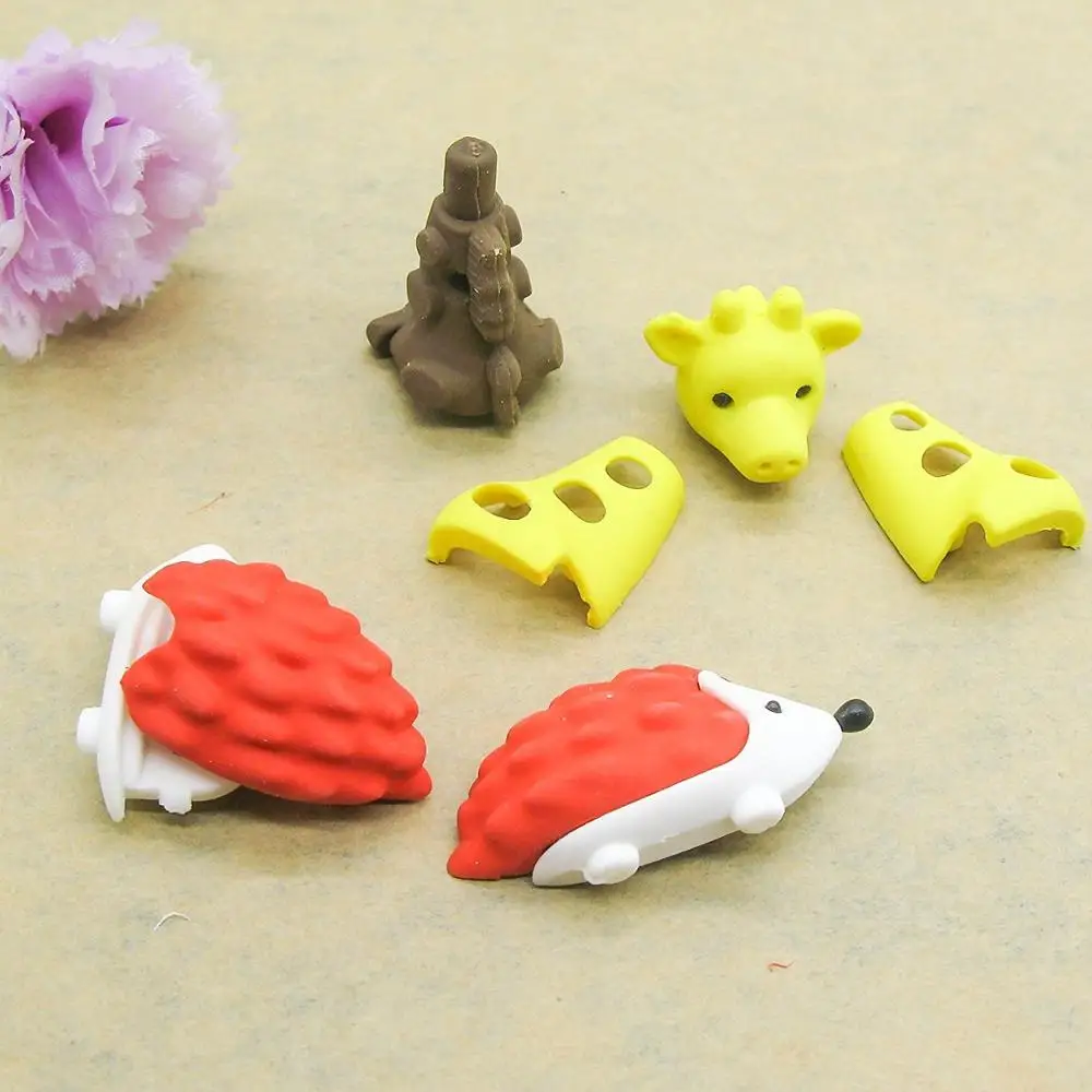 2019 Disassembled animal magic ball pen erasers pencil cartoon 3D earsers for kids 32PCS/PACK