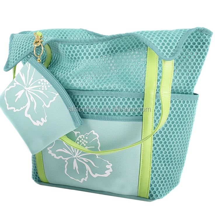 
Large Women Neoprene Beach Bag Multipurpose Neoprene Beach Tote Bag With Small Wallet Bag 