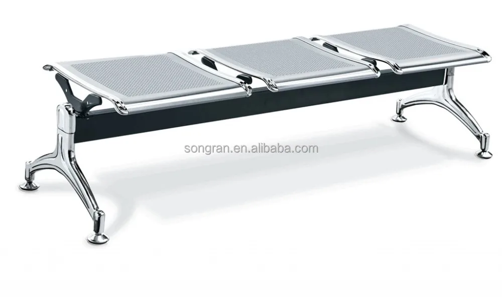 Hot-selling Steel Powder Coating 2 Seats Three Seater Room Bench Office waiting chair cloth