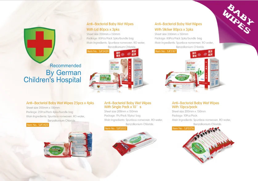 Sensitive Water Based baby diaper wipes Hypoallergenic and Unscented panales descartables