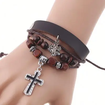 2018 wholesale accessories unisex braided leather bracelet
