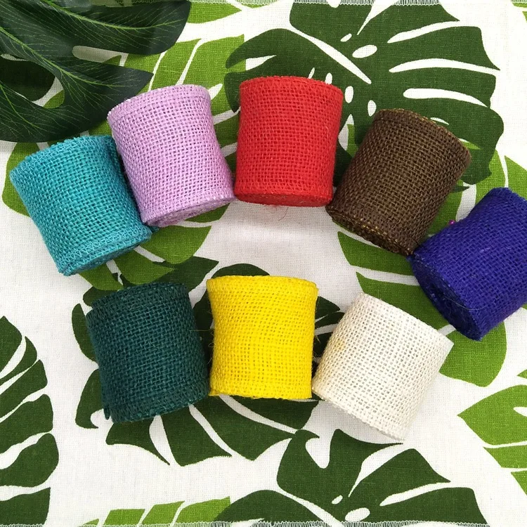 Wholesale Burlap Cloth Printing  colorful 100% Jute Roll For Decoration Home