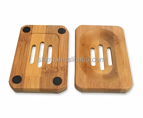 Natural Bamboo Wooden Bathroom Shower Soap Dish Storage Holder Plate Tray