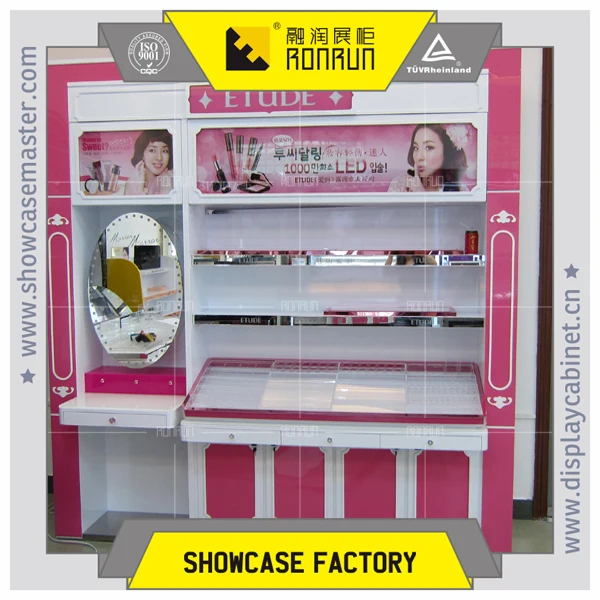 Fancy commercial cosmetic showcase for makeup