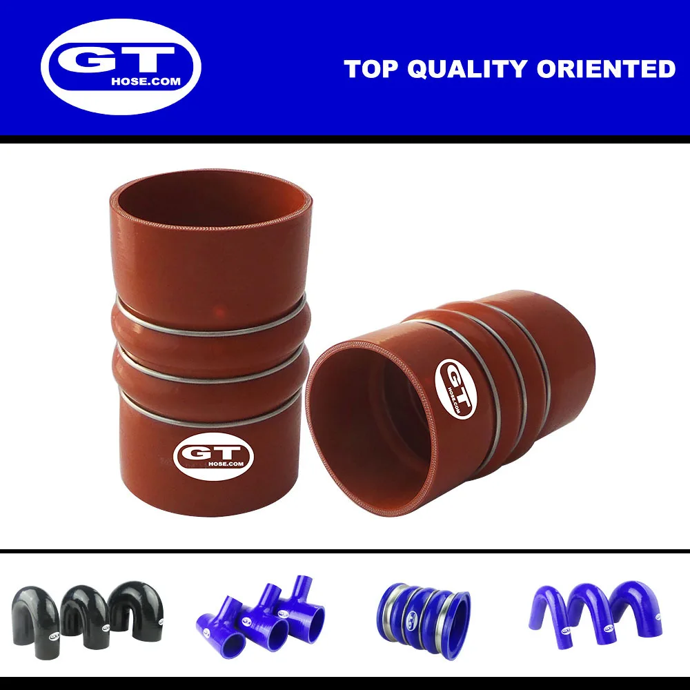 Патрубки силиконовые прямые с двойным демпфером красный Внутренний диаметр 102мм 4 дюйма