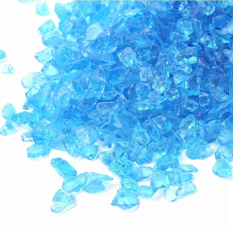 High Luster Tempered Aquamarine Caribbean Blue Glass Beads Pebbles for Planter Patio Garden DIY Decoration