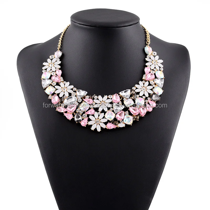 Fashion Crystal Jewelry Stacked Full Gemstone Lady Bib Choker