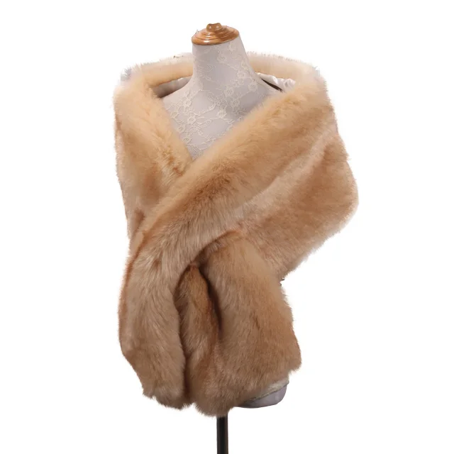 
Women High Quality Faux Fox Fur Scarf Thick Warm Fake Fur Collar Shawl 