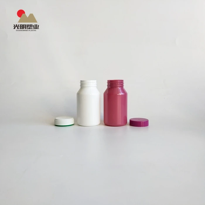 Empty medicine 120ml pill white and pink  plastic vitamin bottle PET bottle