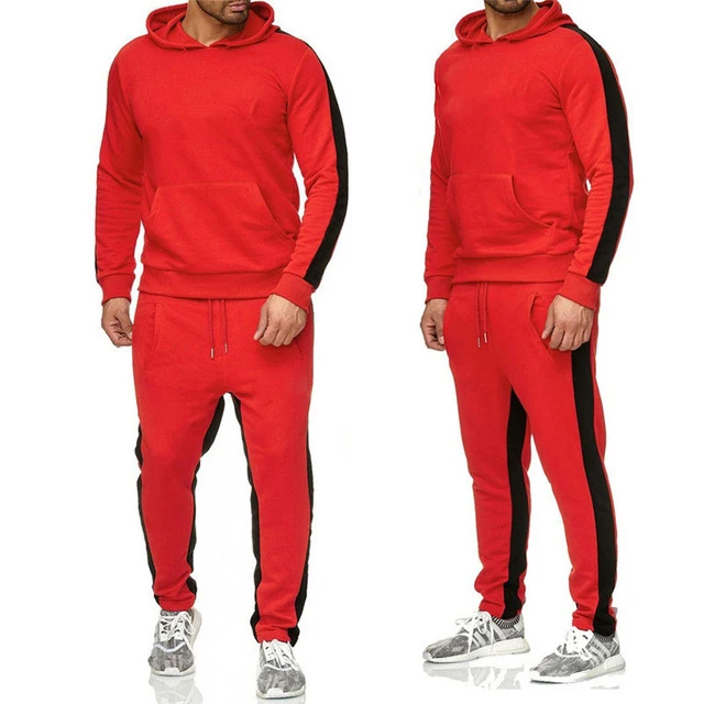 New Sportswear 2 Piece Hoodies and Pants Wholesale Men Track Suit Set Print Custom Logo Suit with Contrast Panel