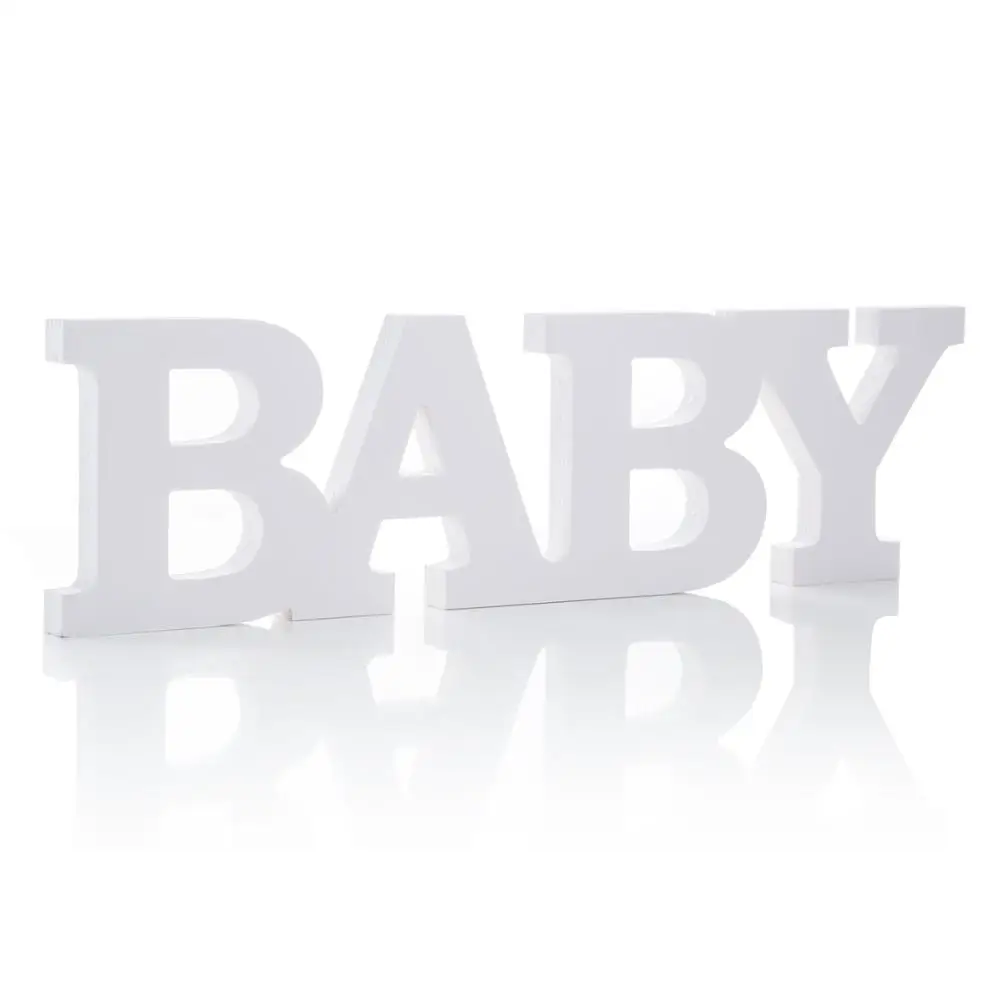 LETTER DECOR ideal  FREESTANDING LETTER White Baby Wooden Letter Table Sign