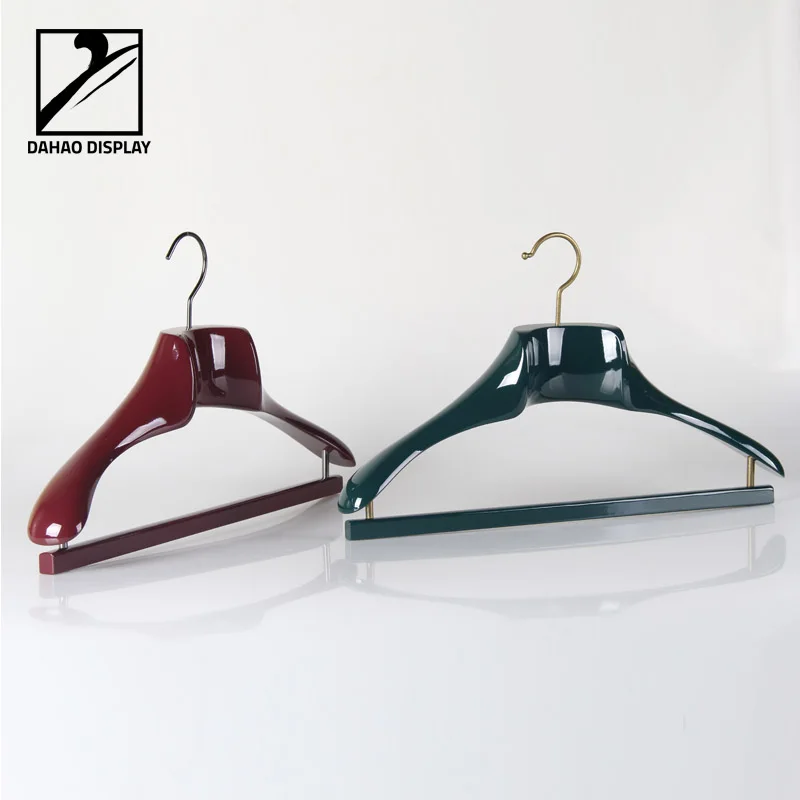
Custom solid beech wood suit hanger with bar, luxury men dlothes hangers 