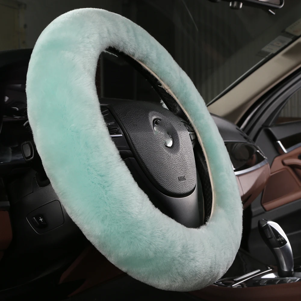 Fur Car Styling steering wheel covers for Adults Woman Man Car Accessories by Australian Merino Wool Fur Universal size