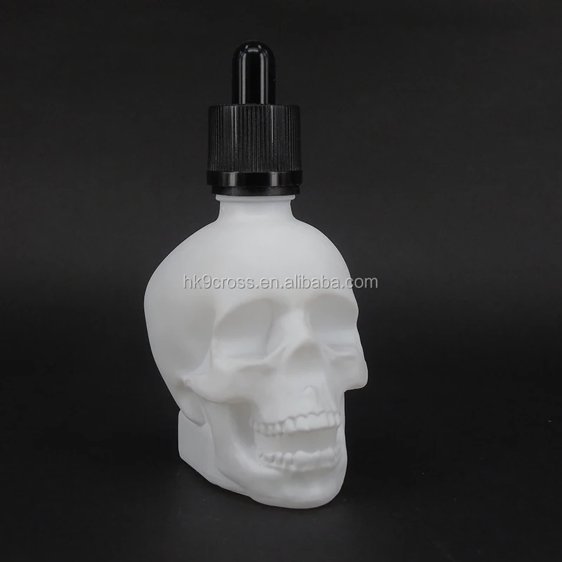 60ml white glass skull dropper essential oil bottle