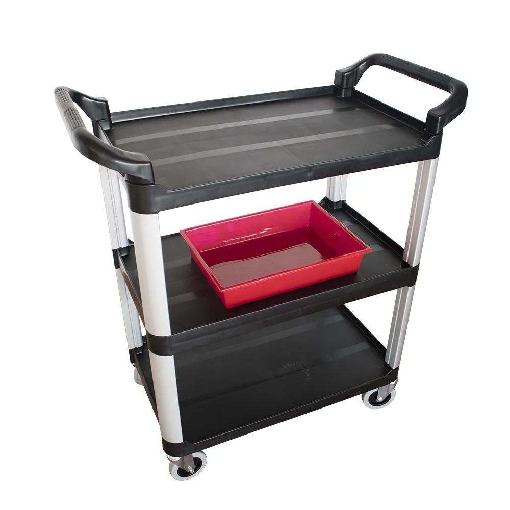 
New Star 1 pc Heavy Duty Utility Cart Bus Cart 220 lbs Load 3 Tier Service Trolley Kitchen Carts 