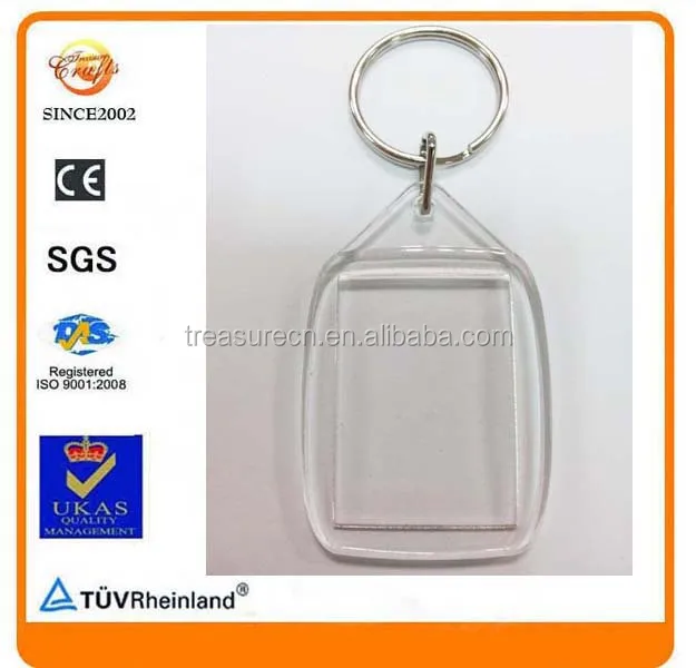 Round square rectangle clear acrylic insert photo split ring keyring