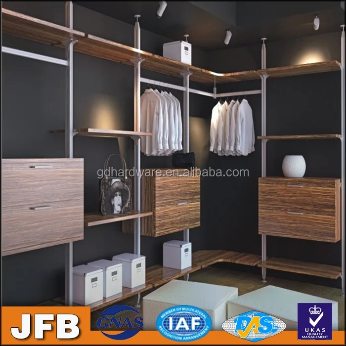 Dressing room partition aluminum wardrobe back wall cloakroom pole system closet bedroom simple wardrobe