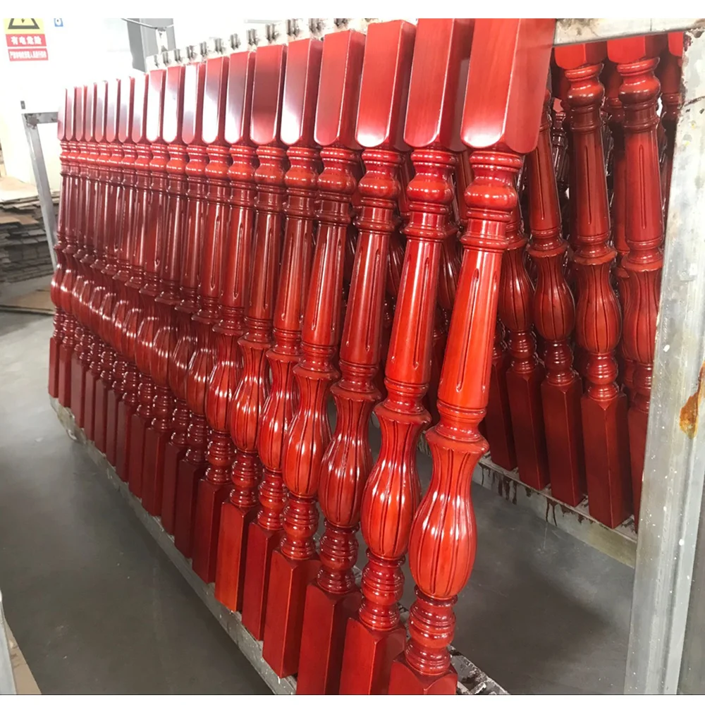 Modern indoor prefab wood balcony stair railing