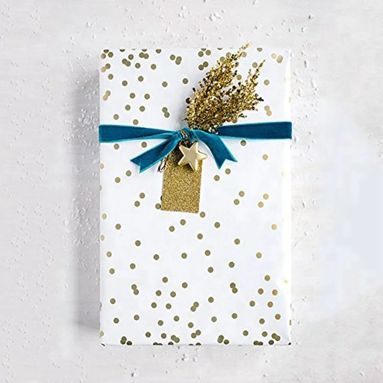 Customised Color Elegant Shiny Gold Foil Print Gift Packaging Wrapping Paper