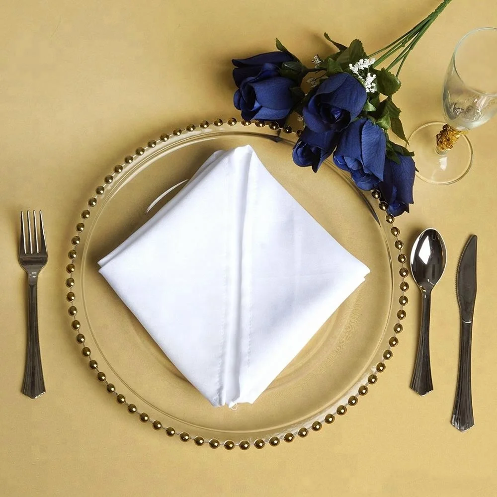 Aliisar Beaded Charger Plates Glass Underplate Best Seller Wedding Party Supplies Modern Party Suppliers Clear Silver Gold 8pcs