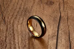 Мужское ювелирное обручальное кольцо, золотое и черное вольфрамовое кольцо, ширина 6 мм, обручальное кольцо на палец