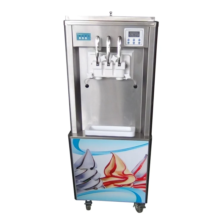 Commercial 3 Flavor Soft Cone Ice Cream Making Machine With Rainbow Syrup System