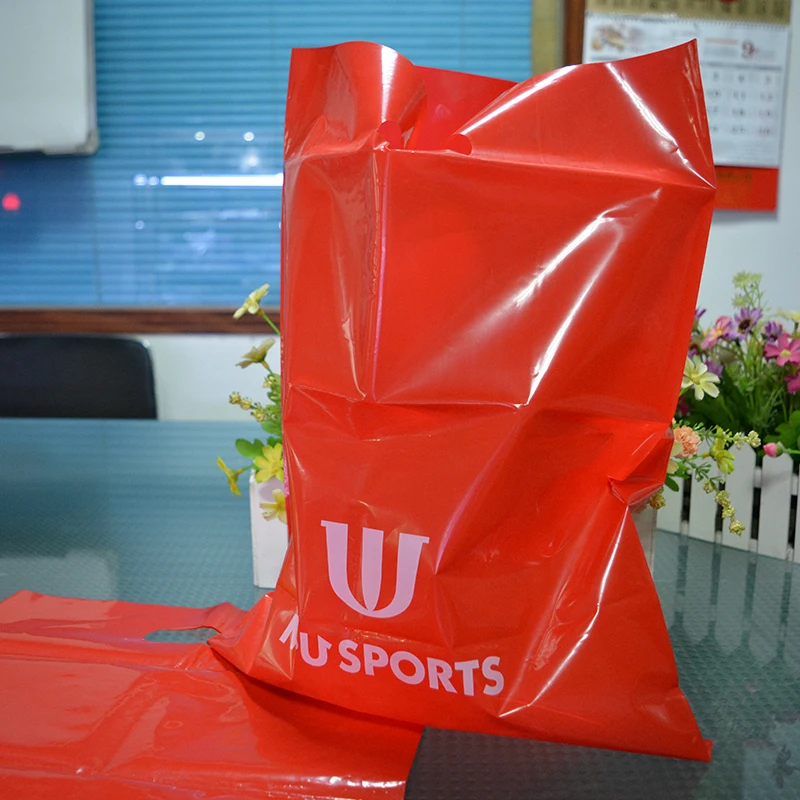  Wholesale pouch packaging shipping plastic red shopping bags