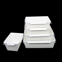 Disposable paper sushi tray with clear lid