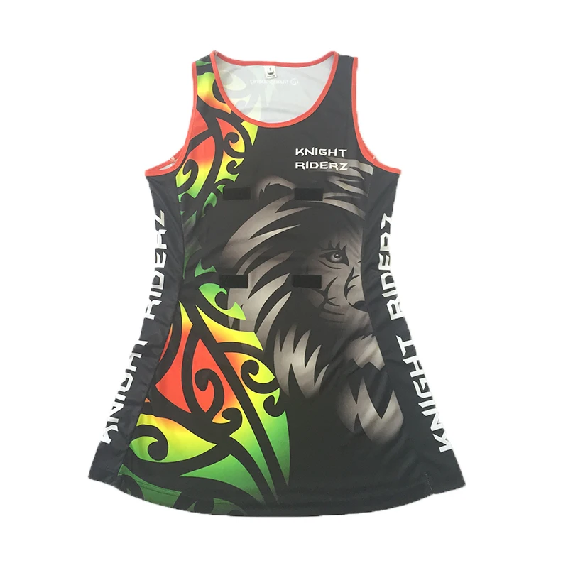 50+ UV cheap high quality custom netball uniform dresses with bibs