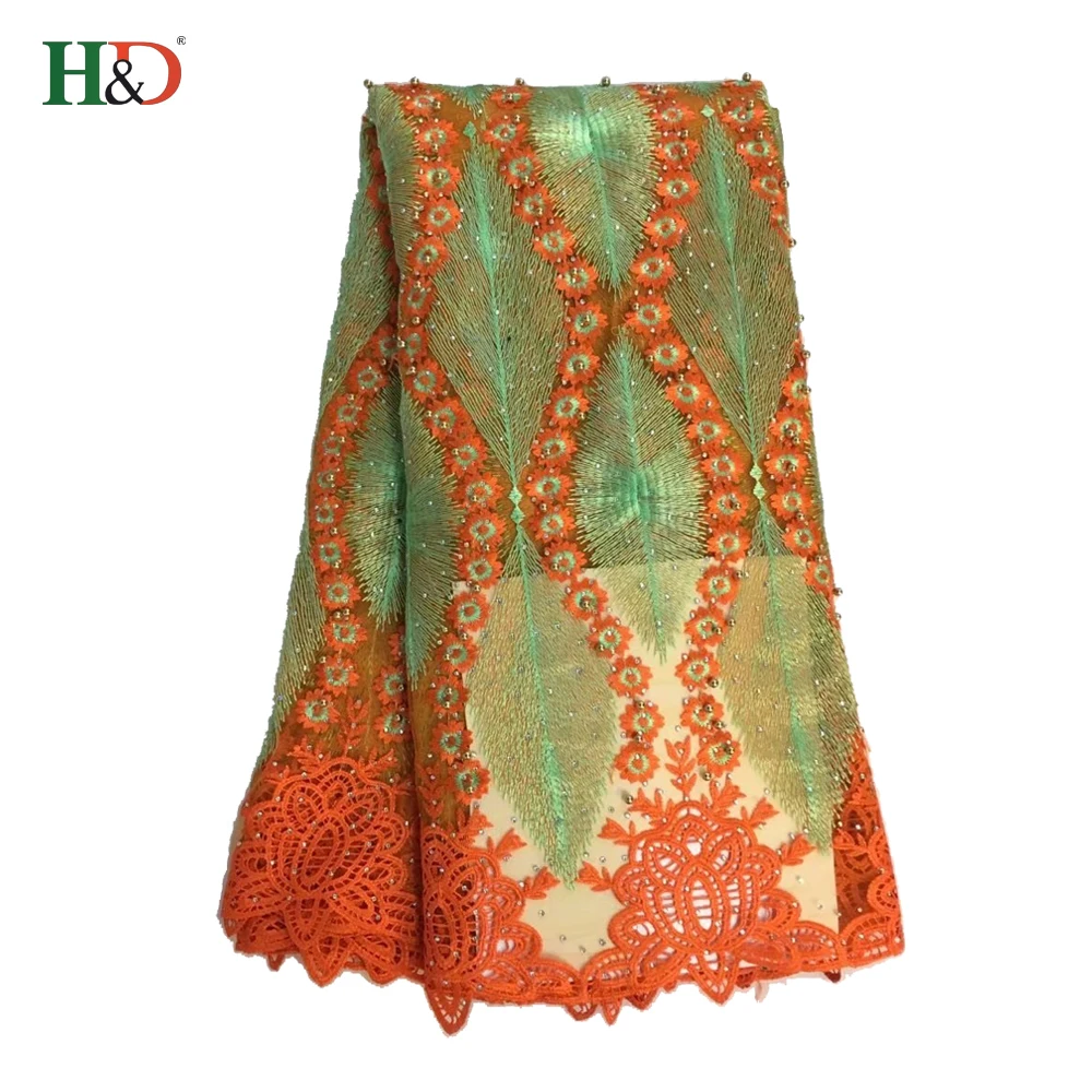 H & D Лидер продаж дешевые хорошая цена и качество швейцарский африканская 5 ярдов Африка кружевной ткани со стразами