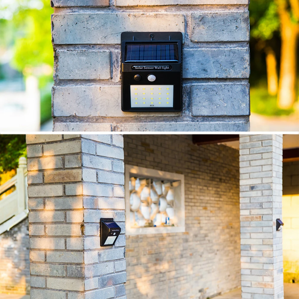 LED Solar Power Light 20LED Wall mounted PIR Motion Sensor Outdoor Waterproof solar water