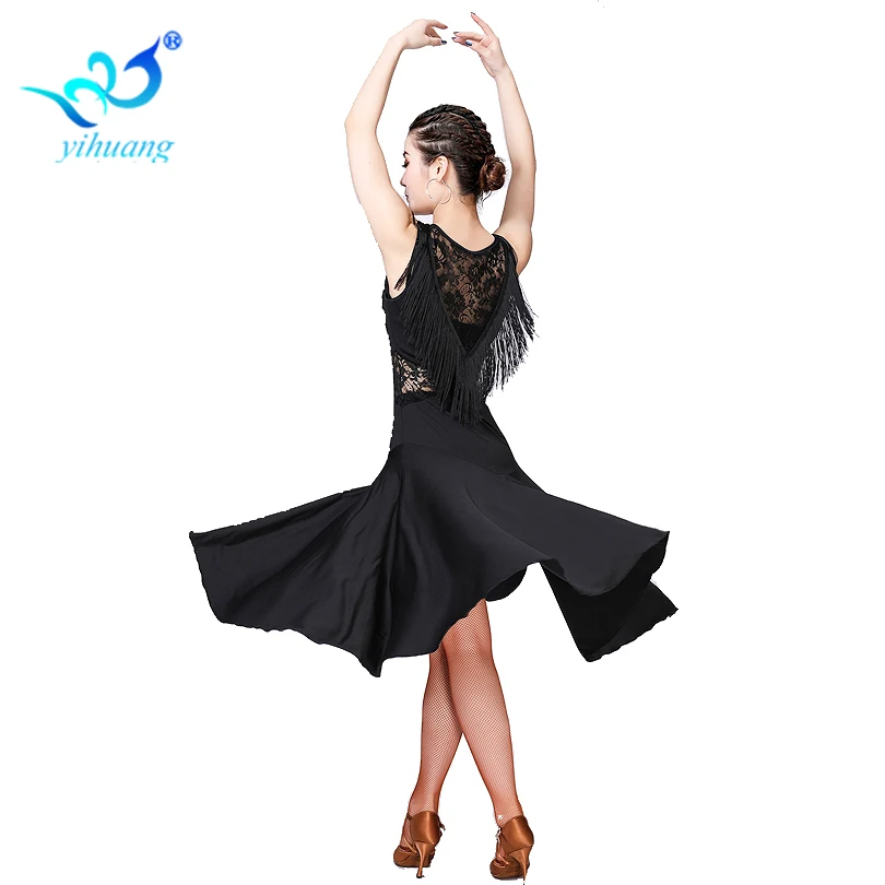 High Quality Latin Dance Competition Dress Tango Dresses Women Dance Party Show Costumes Lace Fringe Decoration