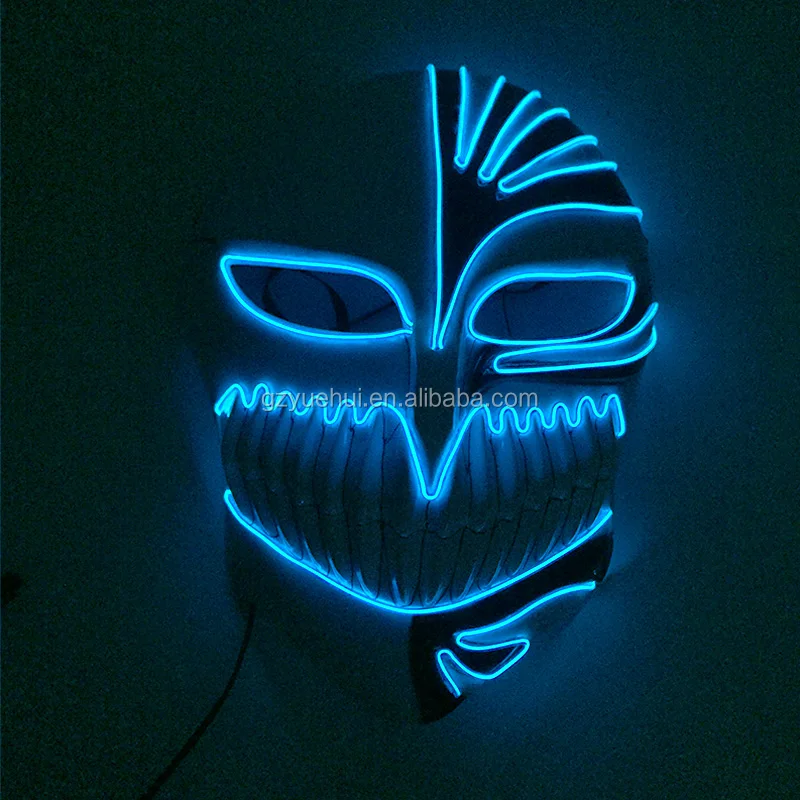 Wild Party Props Led Neon Strip Death Anime Character Mask Kurosaki Ichigo Cosplay Mask EL Illuminated Cartoon Theme Accessory