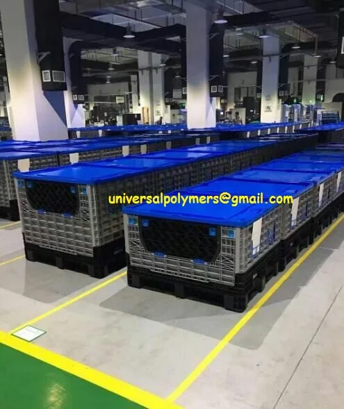 hot selling 2023 movable plastic pallet box collapsible fold able boxes with pallets for warehouse and storage puppose