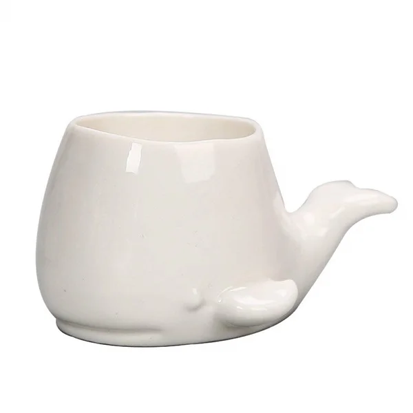 Whale White Ceramic Succulent Planter Flower Pot Tabletop Decor Container Flower Vase
