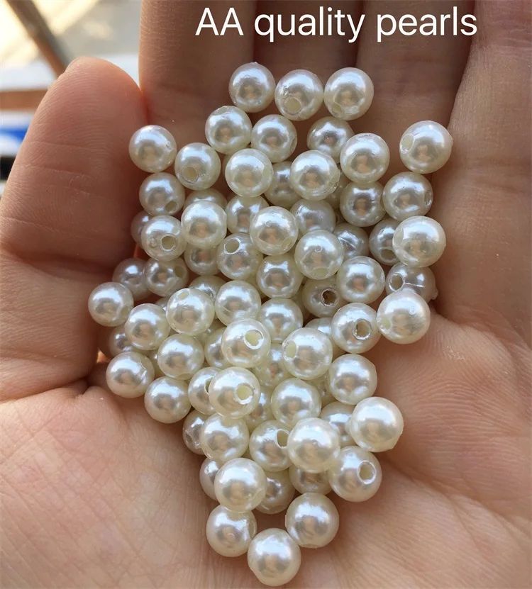 Оптовая продажа с фабрики, пластиковые жемчужные бусины с отверстием для аксессуаров для одежды