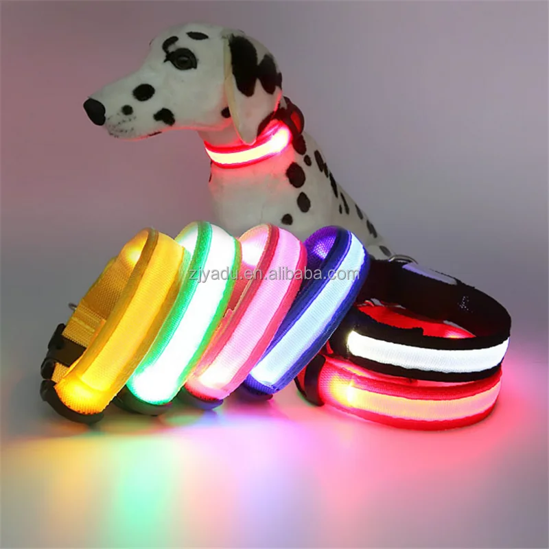 dog collar LED light flashing luminous cool fashion pets traction belt