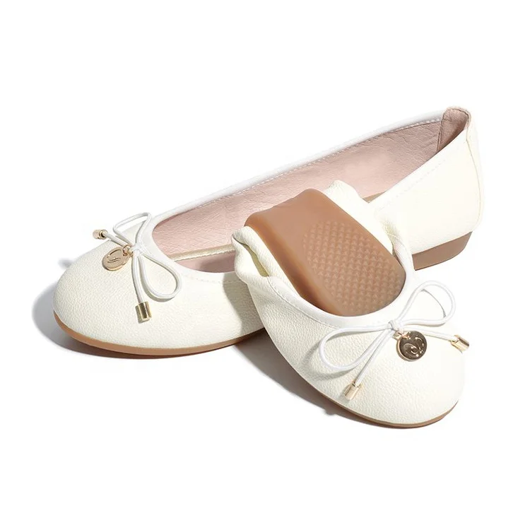 Guangzhou ballerine shoes women Women Round Toe Flat Leather Ballet Dance Shoes