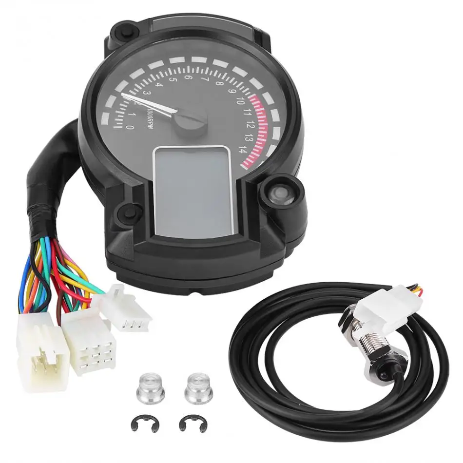 Motorcycle Digital Colorful LCD Speedometer Odometer Tachometer W/ Speed Sensor 7 Color Display Oil Level Meter Accessories