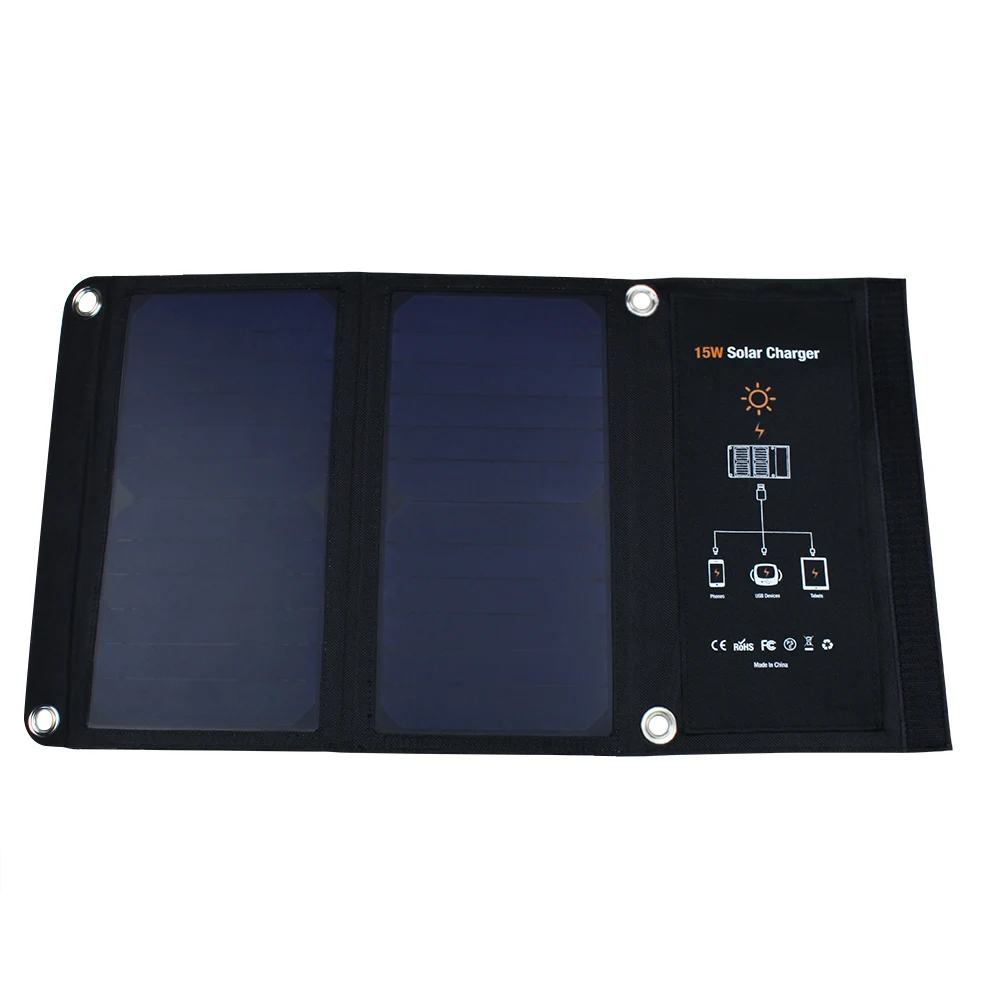 JWN-006 Factory Wholesale 15W Efficiency flexible Solar Panel Folding & Portable Solar Power Bank Charger