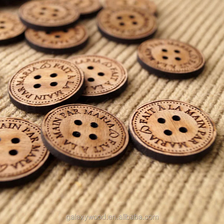custom size 20mm 25mm Natural Color Handmade wood Buttons For Shirts