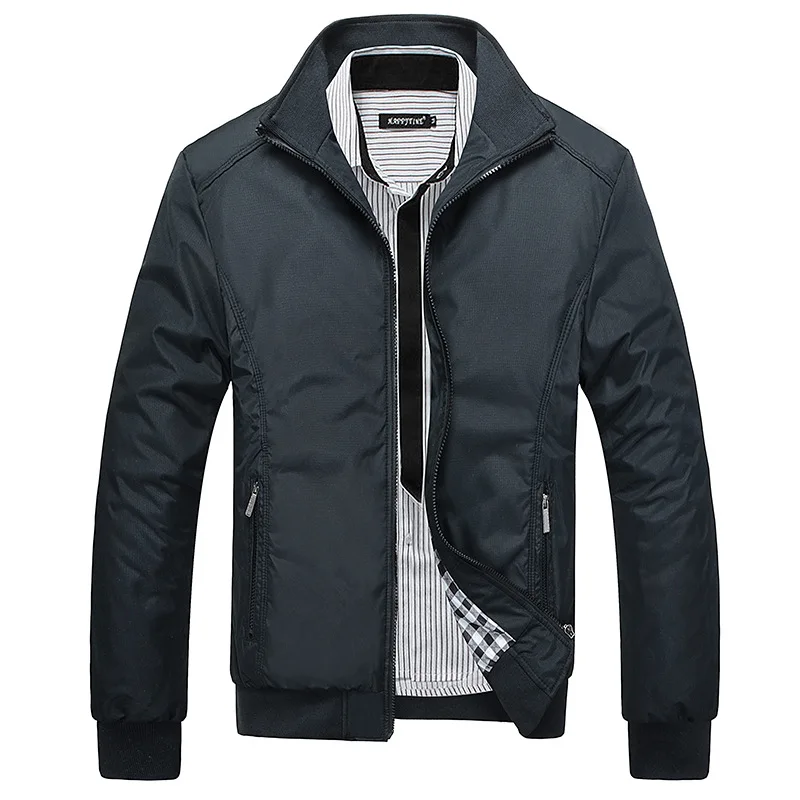 
wholesale fashion style Bomber Jacket plain black mens autumn jackets custom polyester jackets stand collar 