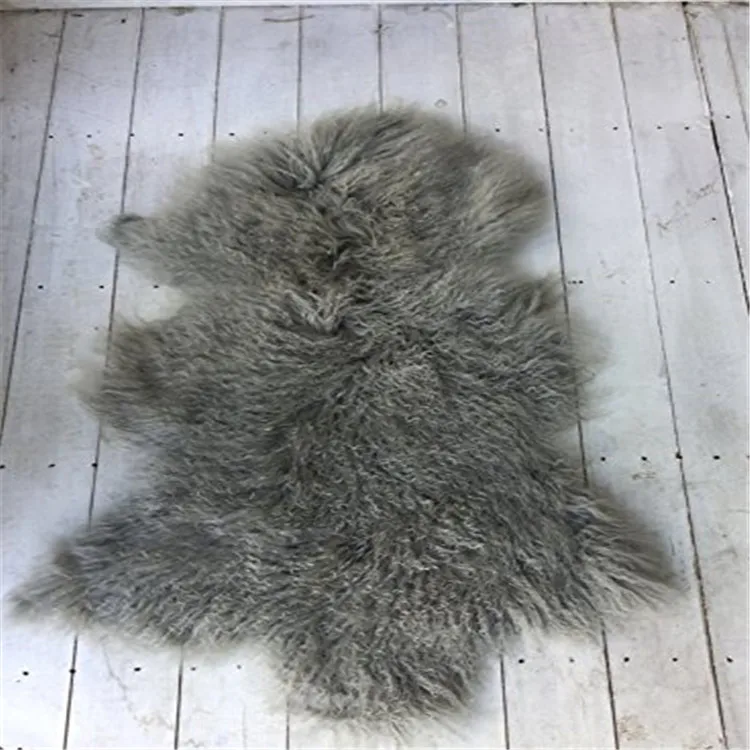 High quality purple brown grey white single wholeskin Mongolian lamb fur plate real sheepskin hide