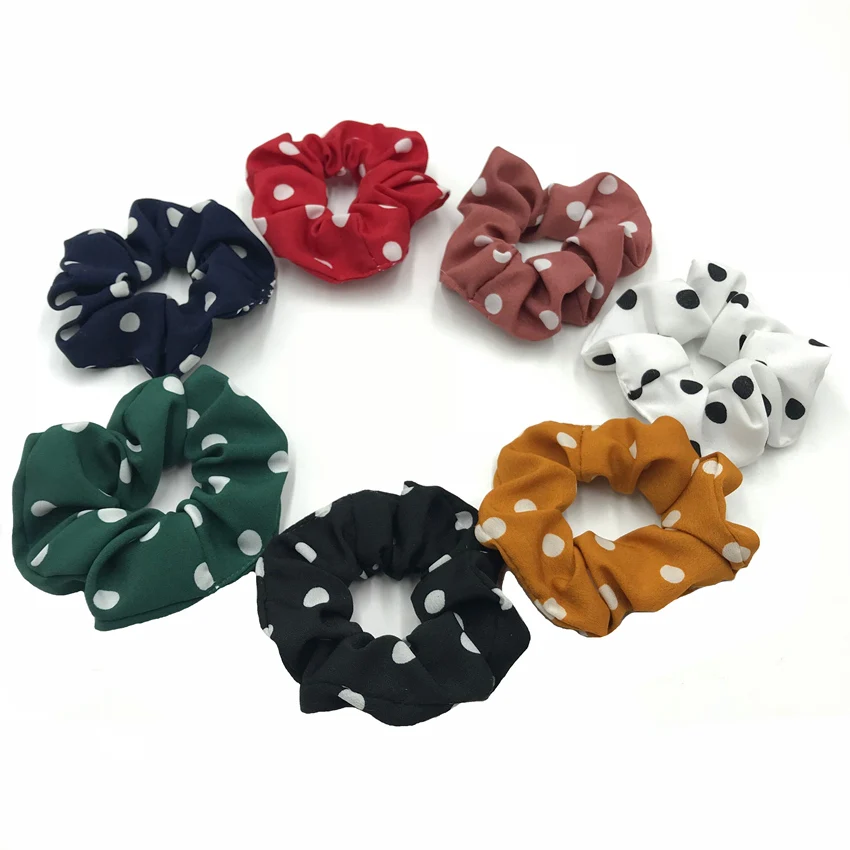 Хорошего качества резинки для волос в Горошек нейлоновый держатель для хвоста женские резинки оптом 100 шт./лот 7 видов цветов