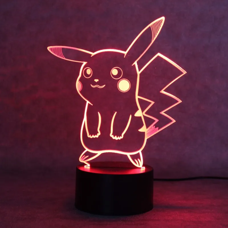 Pokemon Toys EEVEE CHARMANDER SQUIRTLE PIKACHU 3d illusion lamp Color Change