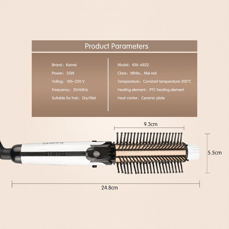 Kemei KM-6822 New 3 in 1 style hair curler professional 35 Watt curling iron automatic styling tools curling Wholesale