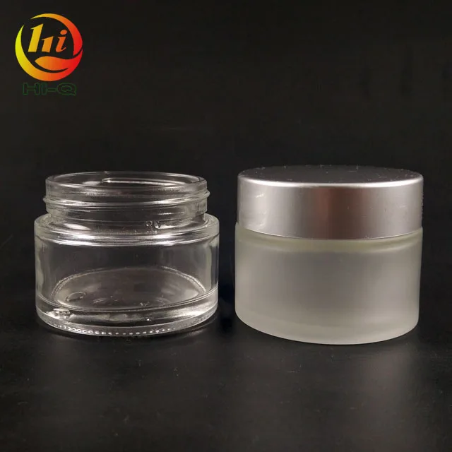 empty eye cream 5g 10g 15g 20g 30g 50g 100g round Transparent clear matte glass jar with aluminum lid for cosmetics