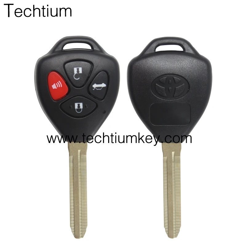 3+1 button car Remote key blank with red panic with logo for Toyota Corolla/alphard