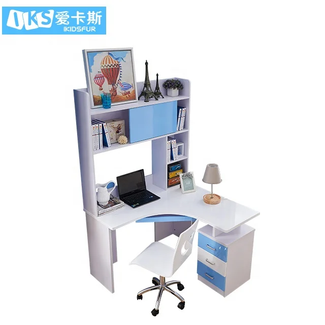 Оптовая цена, блестящий лаковый дизайн, детская кровать, синий комплект мебели для спальни для детей