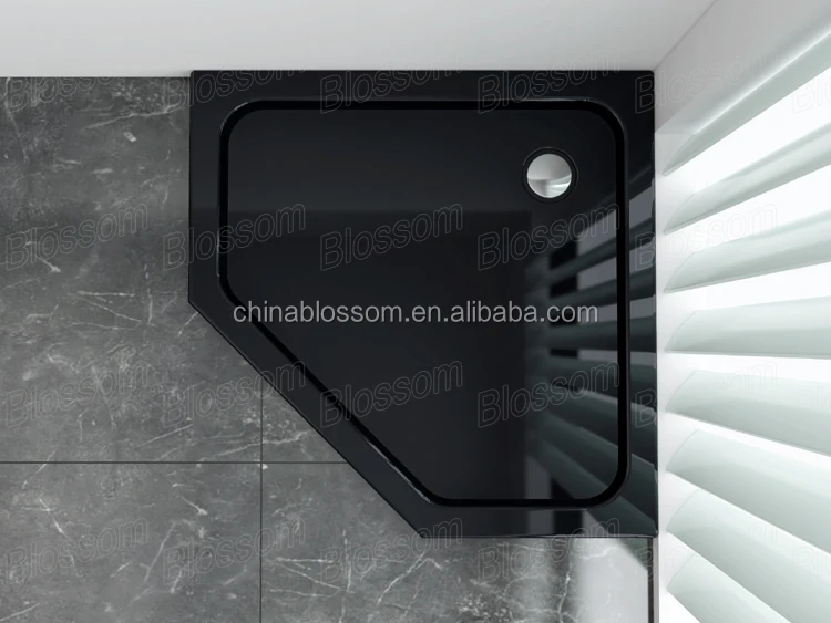 China European White Black Pure Acrylic ABS Large Pentagon Tray Pan Diamond Shower Bottom Base For Shower Enclosures